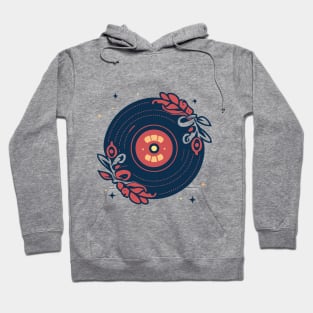 Vinyl LP Music Disk with Floral Design Hoodie